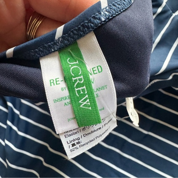 J Crew One Piece swimsuit bathing suit Navy blue white Striped cutout 16 new - Picture 3 of 15